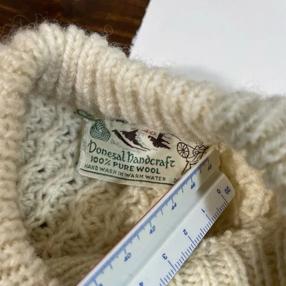 Cladyknit Womens Irish Fisherman 100% Merino Wool Cardigan Sweater Size 40 - Picture 6 of 7